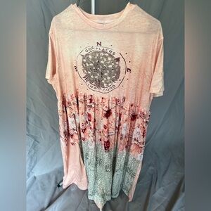 NWOT Life Is Good Pink and Green Graphic Tee Dress